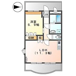 パラシオ　ヴィノ　ティント 1階1LDKの間取り