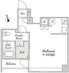 ブルロック銀座イースト 9階ワンルームの間取り