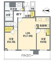 パークタワー晴海 29階2LDKの間取り
