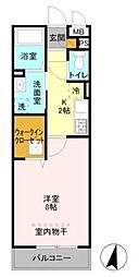 スカイメゾン草加 1階1Kの間取り