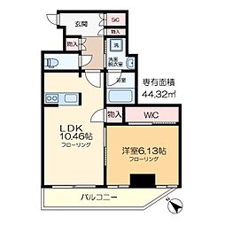 ジャコワ日本橋中洲 1階1LDKの間取り