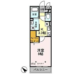 ロイヤルヒル越谷 1Kの間取図画像
