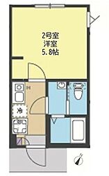 フェリチタ中野島 1Kの間取図画像