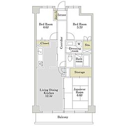 JR京浜東北・根岸線 鶴見駅 バス7分 三ツ池道下車 徒歩11分の賃貸マンション 1階3LDKの間取り