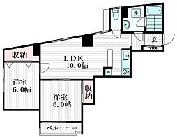 ミラベル関谷 8階2LDKの間取り