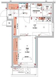 ベルグレードSI 4階1LDKの間取り