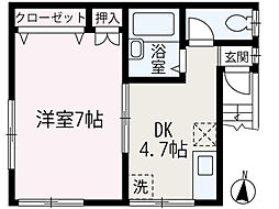 グリーンヒル朝霞 1DKの間取図画像