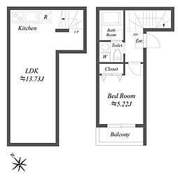ルクレ三田 1LDKの間取図画像