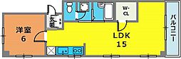 ベルトゥリー三宮 4階1LDKの間取り