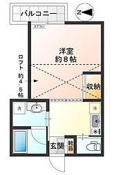 野方ニット・ドミトリー 2階1Kの間取り