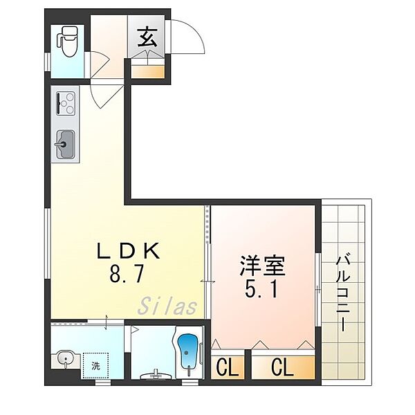 大阪府寝屋川市萱島東１丁目(賃貸アパート1LDK・1階・33.62㎡)の写真 その2