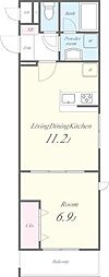 サクシード浦和南 1LDKの間取図画像
