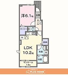 フロレゾンB 1LDKの間取図画像