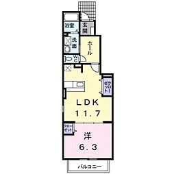 ガーデニアＫ・III 1階1LDKの間取り
