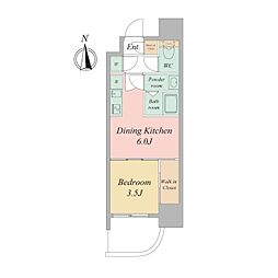 Osaka Metro谷町線 谷町四丁目駅 徒歩2分の賃貸マンション 8階1DKの間取り