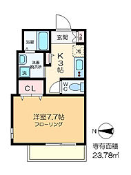 アーク小岩ウエスト 1階1Kの間取り