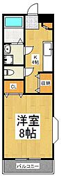 クラージュ高木 1階1Kの間取り