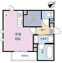 グランディール 1階ワンルームの間取り