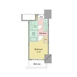 JR東海道・山陽本線 立花駅 徒歩1分の賃貸マンション 9階1Kの間取り