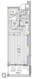 プレミアムキューブ元代々木 ワンルームの間取図画像