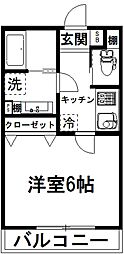 あかるC 1Kの間取図画像
