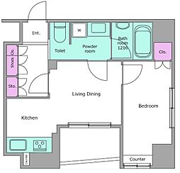 レジディア文京千石2 1DKの間取図画像