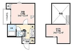 グランクオール梅屋敷 3階1Kの間取り