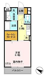 アグスター 2階1Kの間取り