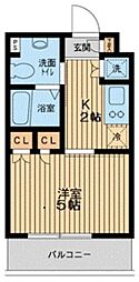 エスティメゾン武蔵小山 1Kの間取図画像