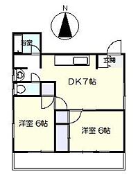 サンフラワーコーポ 1階2DKの間取り