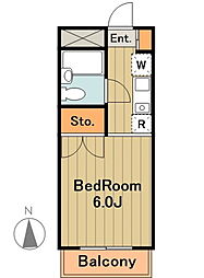 多摩都市モノレール 大塚・帝京大学駅 徒歩9分の賃貸マンション 4階1Kの間取り