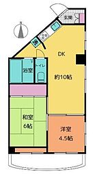 メゾン・ド・リーフ 3階2DKの間取り