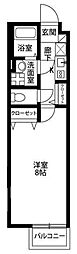 アムール F・F 2階1Kの間取り