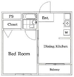 サンライフ千住緑町 1DKの間取図画像