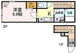 MIJAS Kameari-ESTE 2階1Kの間取り