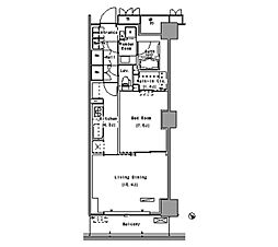 パークアクシス豊洲 3階1LDKの間取り