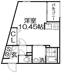 キャルムコート星田2番館 ワンルームの間取図画像
