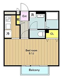 小田急江ノ島線 東林間駅 徒歩6分の賃貸アパート 1階1Kの間取り