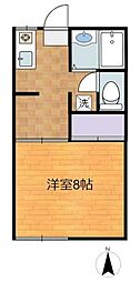 第2稲荷山ハイツB 1Kの間取図画像
