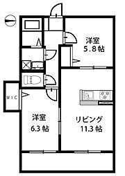 FLEX川口2EAST 2LDKの間取図画像