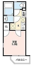 ウェルコーポ星川 1Kの間取図画像