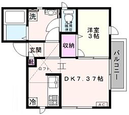 メゾン三宿 2階1DKの間取り