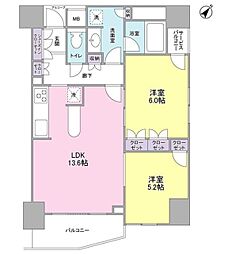 ラサンテ五反田 3階2LDKの間取り