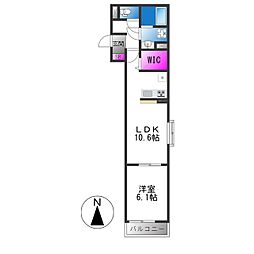 ヴィブレ ウーノ 1LDKの間取図画像