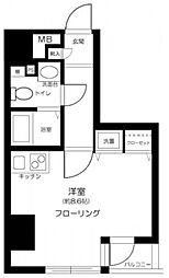 東京メトロ日比谷線 六本木駅 徒歩3分の賃貸マンション 5階ワンルームの間取り