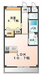 ルミナスパークサイド 1LDKの間取図画像