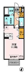 カトルセゾンB ワンルームの間取図画像