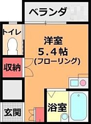 ビバ一之江 1階ワンルームの間取り