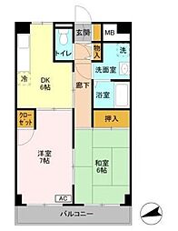 夏見ショッパーズマンション 2DKの間取図画像