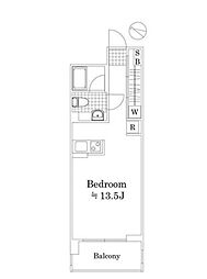 都営浅草線 西馬込駅 徒歩13分の賃貸マンション 5階ワンルームの間取り